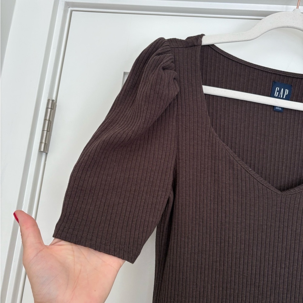 Gap Puff Sleeve Sweetheart Midi Dress Sz M - Picture 6 of 7